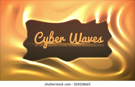 Vector abstract glowing point noise background. Array of shining points in form of distorted surface. Abstract colorful cyber background. Ripples on glowing point surface. Data distortion. eps10