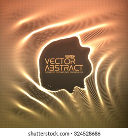 Vector abstract glowing point noise background. Array of shining points in form of distorted surface. Abstract colorful cyber background. Ripples on glowing point surface. Data distortion. eps10