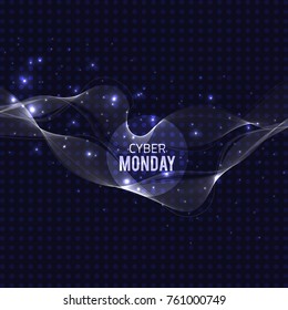Vector abstract glowing transparent elemen. Cyber monday sale banner Blue design with glitter effect.Vector abstract technology.Disco party