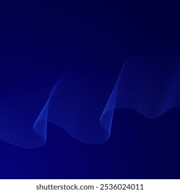 Vector abstract glowing wave lines on dark blue background. Striped lines texture. Dynamic wave pattern. Modern flowing wavy lines. Futuristic technology concept.