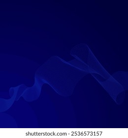 Vector abstract glowing wave lines on dark blue background. Striped lines texture. Dynamic wave pattern. Modern flowing wavy lines. Futuristic technology concept.