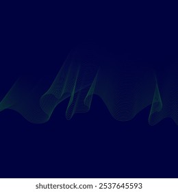 Vector abstract glowing wave lines on dark blue background. Striped lines texture. Dynamic wave pattern. Modern flowing wavy lines. Futuristic technology concept.