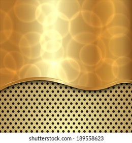 Vector abstract gold background with curve and cells