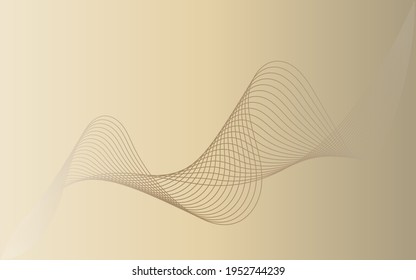 Vector abstract gold background with gold curve lines. Light background for screensavers, website design.

