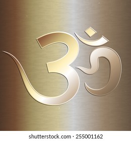 Vector abstract gold background with  OM mantra
