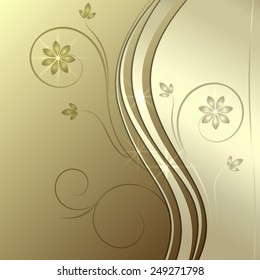 Vector abstract gold background with ornament and curve