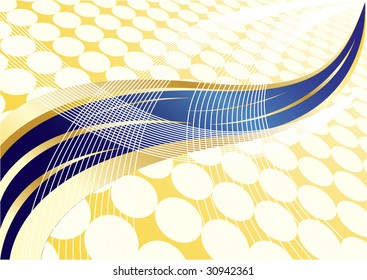 Vector abstract gold and blue background with dot; clip-art