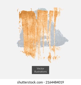 Vector abstract gold and blue stains on light gray background for your design