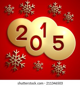 Vector abstract gold circles for the New Year 2015 on red