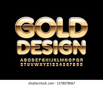 Vector abstract Gold Design Alphabet. Set of Chic Letters and Numbers
