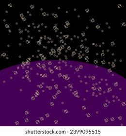 vector abstract gold dust pattern, graphic figure, circles on black and purple background for design, beautiful banner, print, for invitations, New Year