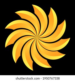 Vector abstract gold flower on a black background. Identity element for logo and web design