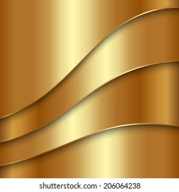 Vector abstract gold metal background with curves