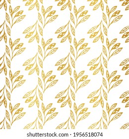 Vector abstract gold shapes seamless pattern on white background. Suitable for wedding invitation cards, packaging, wallpaper, backdrop, fabric  and other design projects.  