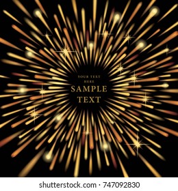 Vector Abstract Golden explosion, Gold bursting effect, radiating edgy lines, light of moving stars, 