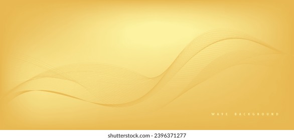Vector abstract golden gradient background with dynamic golden waves, lines and particles.