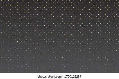 Vector abstract golden halftone pattern on black background. Gold luxury dotted design template