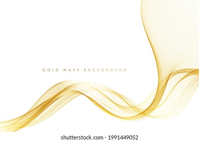 Vector abstract golden lines. Vector abstract elegant colorful flowing gold wave lines isolated on white background. Design element for wedding invitation, greeting card.