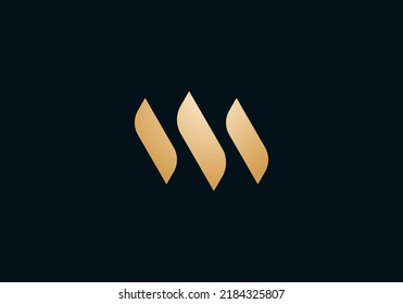 Vector abstract golden logo, isolated on black background. Luxury lines logotype. Shiny premium symbol. Brand linear sign. Business label mark. VIP modern icon