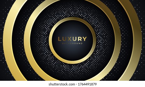 Vector abstracto de fondo dorado de lujo con elementos gráficos geométricos para afiches, volante, tablero digital y diseño conceptual. Diseño minimalista de primera calidad en oro y brillo.