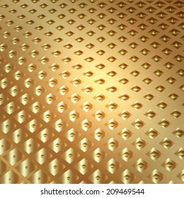 Vector abstract  golden metallic background with squares in perspective