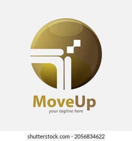 Vector abstract golden move up symbol