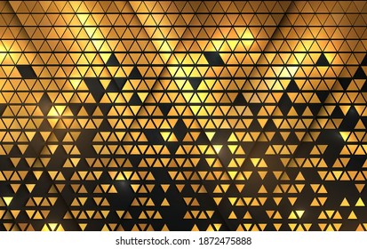 Vector Abstract golden triangle pattern background. Shiny gold mosaic