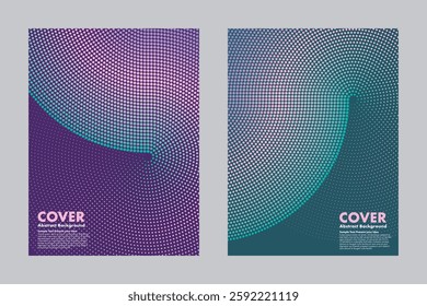 Vector abstract gradient background radial line patterns, curve and converge towards a central point. Both covers emphasize modern minimalist aesthetics with color lines and geometric shapes.