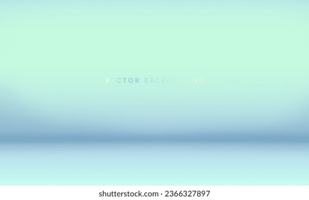 Vector abstract gradient background. Vibrant colors empty room horizontal background. Turquoise wall backdrop. Blank space for text. Trendy smooth vivid wallpaper, design template