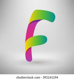 vector abstract gradient blended colorful alphabet design F letter