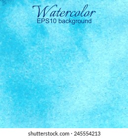 Vector abstract gradient blue turquoise hand drawn watercolor background.