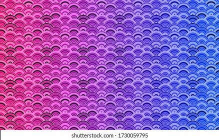 Vector abstract gradient colored traditional oriental pattern, chinese background template, futuristic and traditional concept, neon colors.