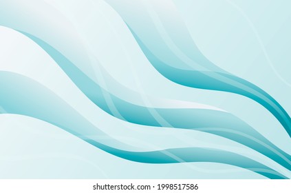 Vector abstract gradient horizontal background. Transparent ribbons or smooth waves. Modern digital template or pattern with flowing curved lines.