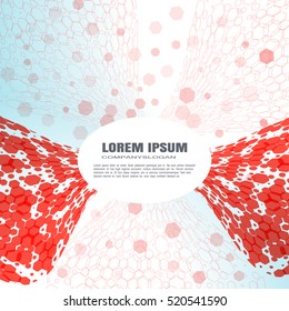 Vector abstract gradient red and white hexagon background with text for business.