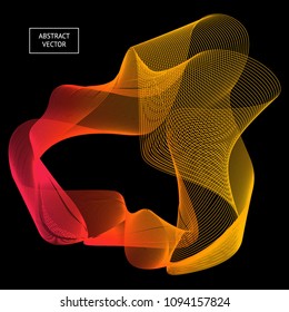 Vector abstract gradient waves on black background. Audio sound lines. Modern futuristic technology background