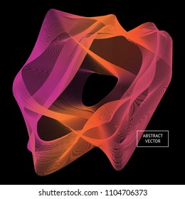 Vector abstract gradient waves on black background. Audio sound lines. Modern futuristic technology background