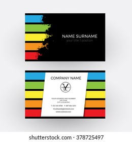 Vector Abstract Graphic Design, Concept Of Painter. Business Card