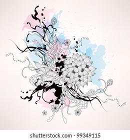 Vector abstract graphic with flowers