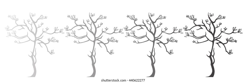 Vector. Abstract graphic silhouette of a tree on white background. Stylized decorative image. Natural eco product logo, symbol