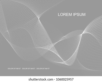 Vector abstract gray background. Modern high tech background, abstract waves of dots.