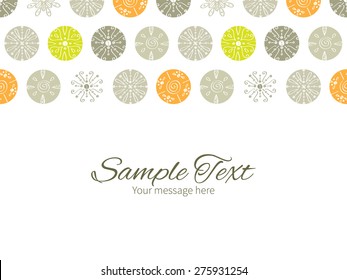 Vector abstract gray and green polka dot backgr horizontal border greeting card invitation template