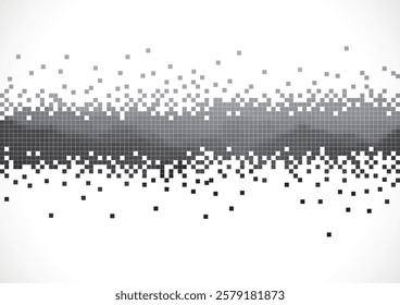Vector abstract gray mosaic checked pattern pixelated landscape concept background