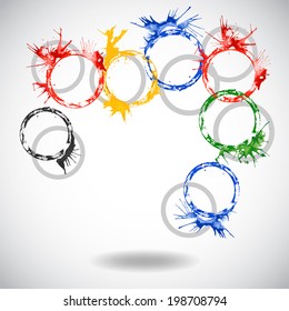 Vector Abstract Gray Square Background With Watercolor Paint Splash Stamps Rings