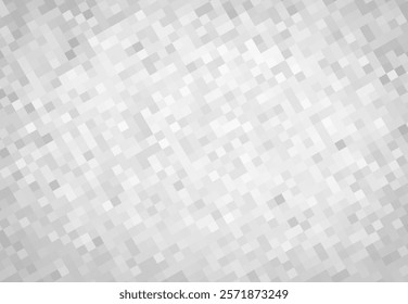 Vector abstract gray square mosaic background with subtle geometric pattern. Pixel vignette backdrop.