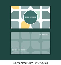 Vector abstract gray yellow rounded squares vertical round frame pattern business cards set