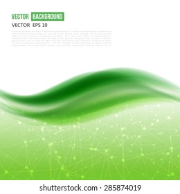 Vector abstract green background design waves. Brochure design templates collection and waving