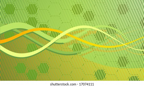 Vector abstract green background with honeycombs