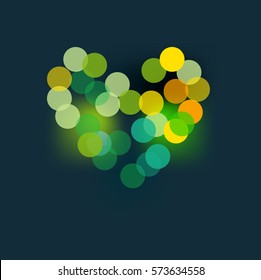 Vector abstract green background. Lime heart.
