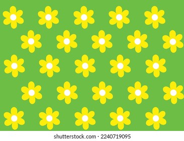 Fondo verde abstracto vectorial con patrón floral amarillo