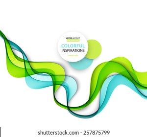 Vector Abstract green and blue curved lines background. Brochure design